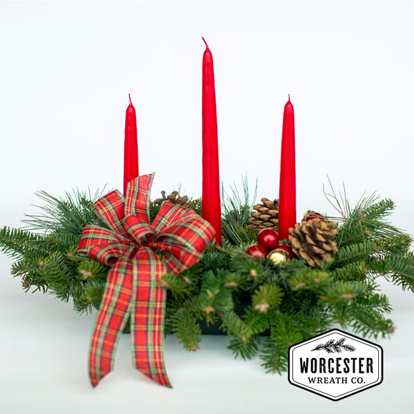 Highland 3 Candle Centerpiece | Christmas Centerpiece