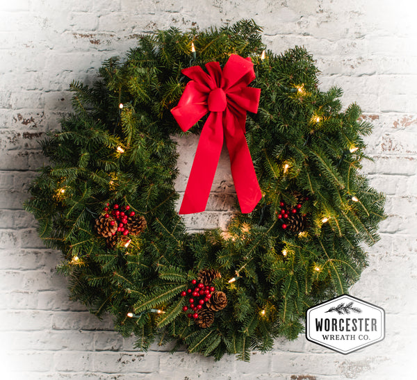 "Classic" Pre-Lit 30in Wreath | Christmas Wreath